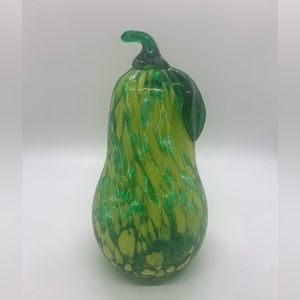 Art glass PEAR!  Hand blown art glass! Green and yellow!
